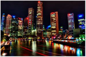 singapur, ciudad de noche, rascacielos 165190
